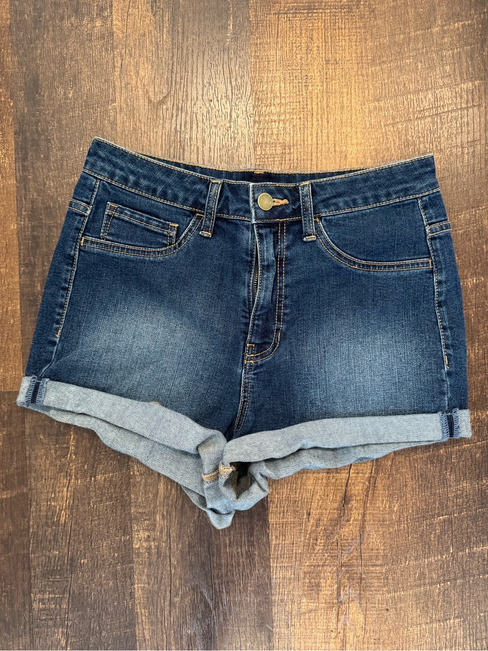 Forever21 dark blue denim cuffed shorts